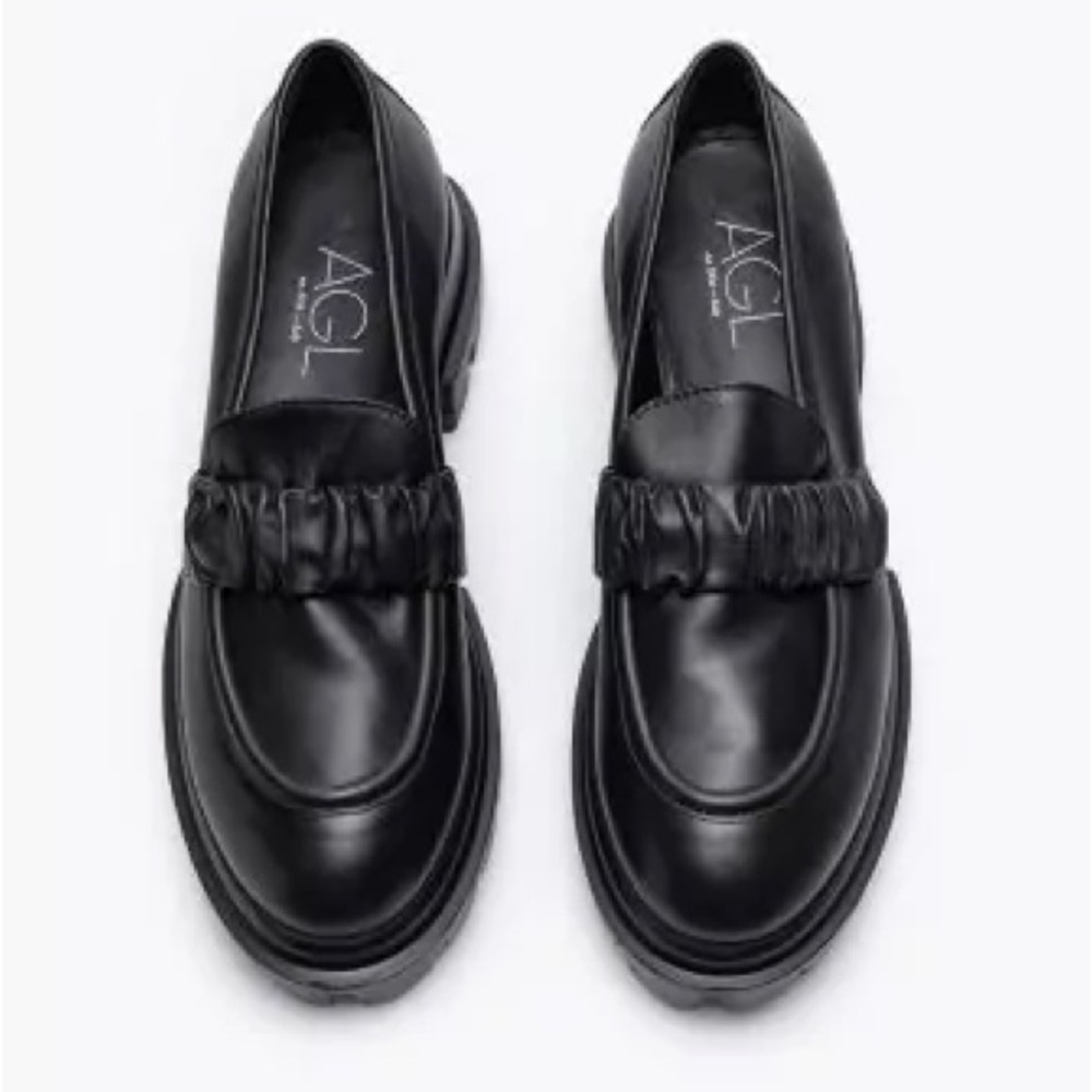 AGL Black Chunky Sole Loafers Flats - Size 38.5